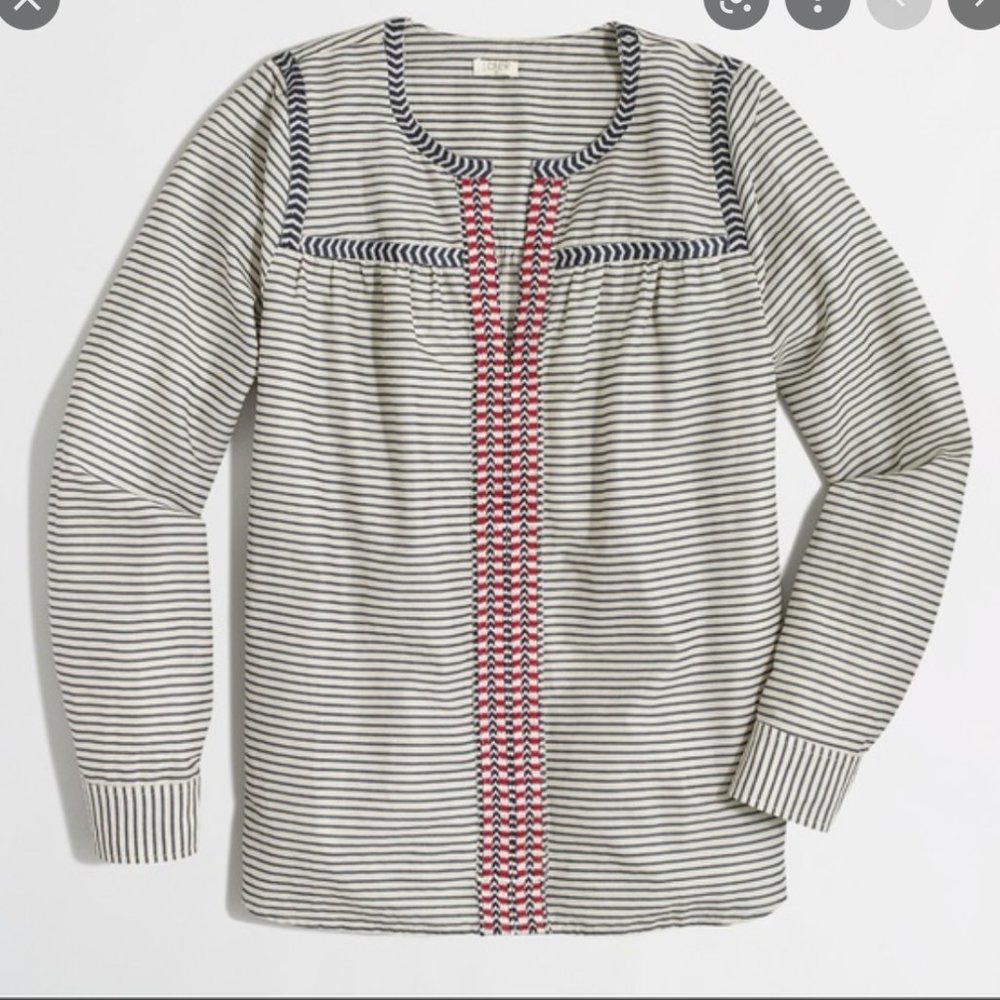 J. Crew embroidered stripe popover